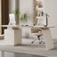Bureau blanc rectangulaire en bois manufacturé avec 3 tiroirs-109123013-109123009