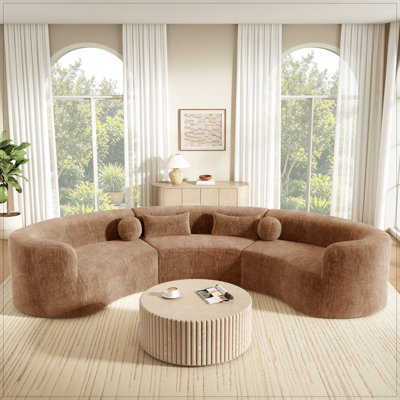 153" Oversized Curved Modular Sectional Sofa, 6-Seater Chenille Cloud Couch