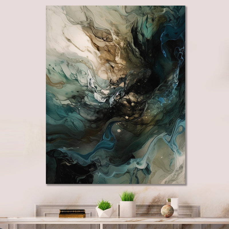 «Green World Inner Worlds of Marble I» sur toile, H 32 po x l 24 po x P 1 po, Toile tendue