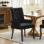 Chaise de salle à manger rembourrée en tissu de chenille avec pieds incurvés en bois massif - Élégante chaise club capitonnée pour la salle à manger, cuisine, paquet simple, noir