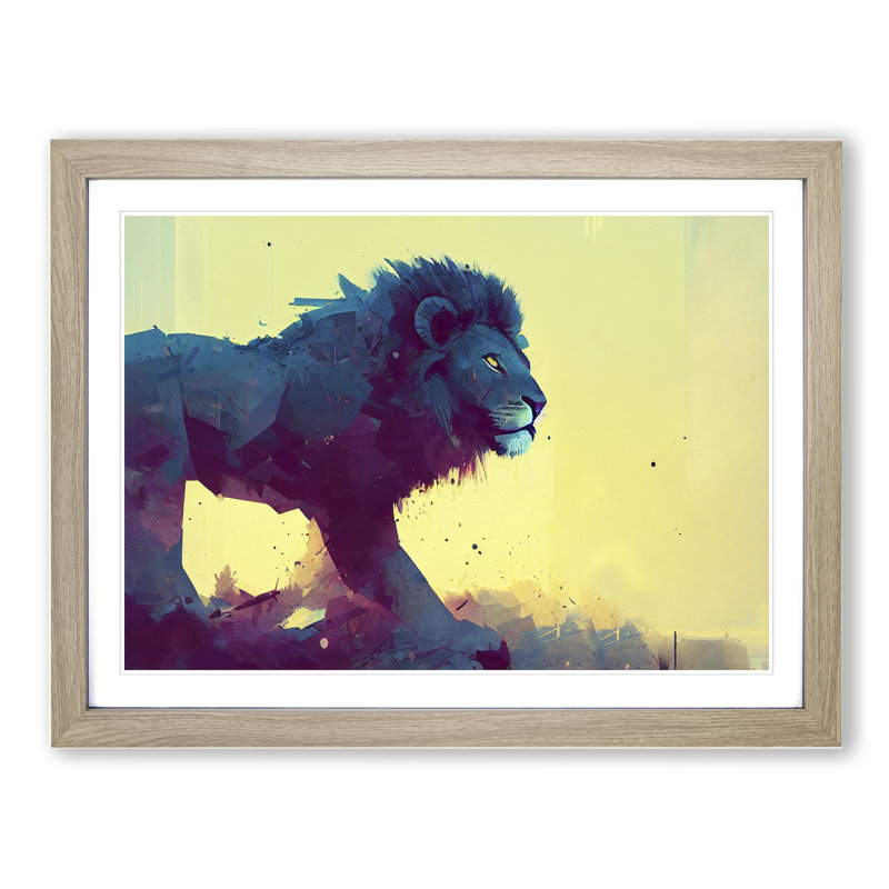 Lion Vol.4 Abstract - Single Picture Frame Print, 34cm H x 46cm W, Grey