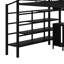 Lit mezzanine double en métal avec garde-robe et table