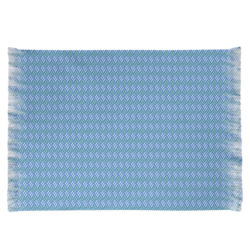 Tapis décoratif à rayures losanges bleu/vert, Oui