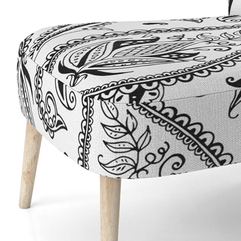 Chaise d'appoint rembourrée à motif floral blanc à motif cachemire blanc