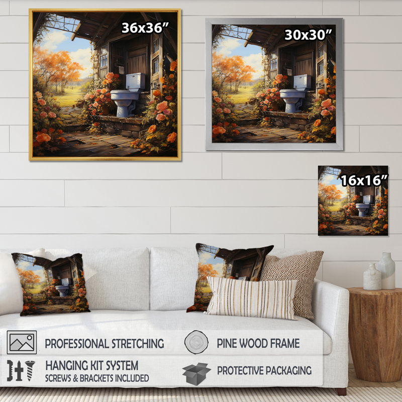 Toilet Autumn Retreat Impressionistic - Bath & Laundry Wall Art Prints, H 36 po x l 36 po x P 1,5 po