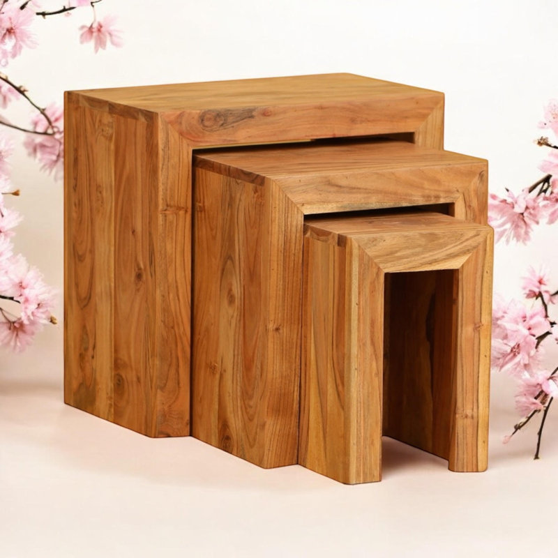 Mundelein Solid Wood Sled Nesting Tables