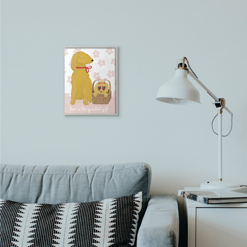 « dog family love rose yellow animal », impression, H 11 po x l 14 po, Estampe numérique Farmhouse