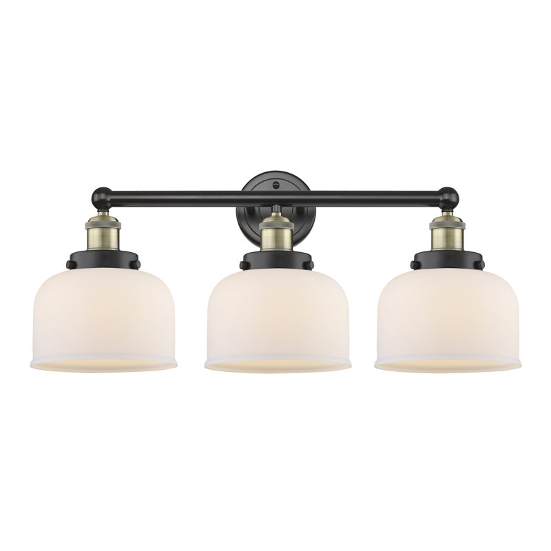 Éclairage pour meuble-lavabo à 3 lumières à intensité variable Raykwan, Blanc mat, Laiton antique noir