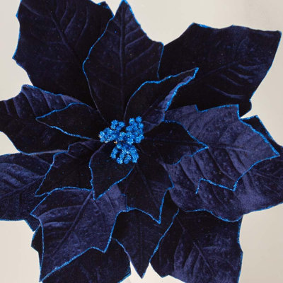24-Pack Velvet Christmas Red Flowers with Glitter, Flexible Stems Artificial Poinsettias for Wreaths