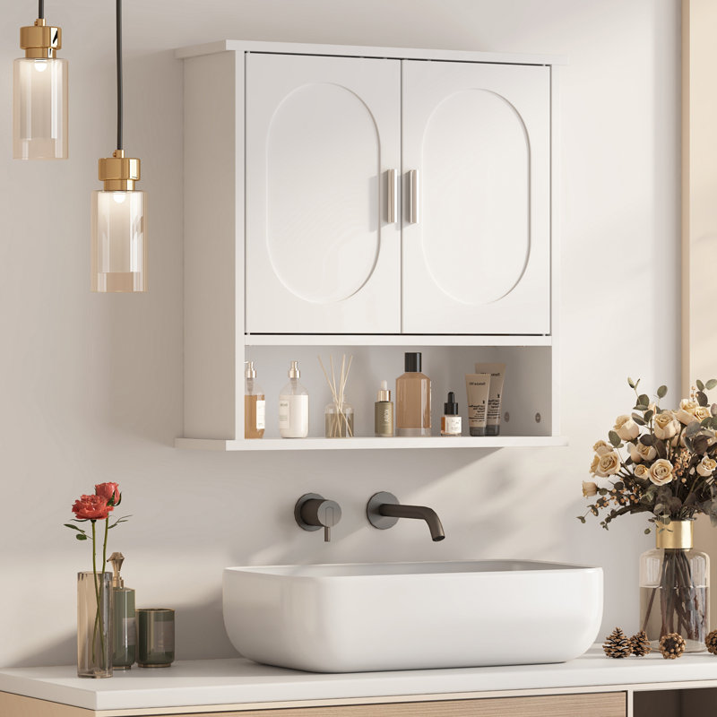 Armoire de salle de bain murale blanche, Blanc