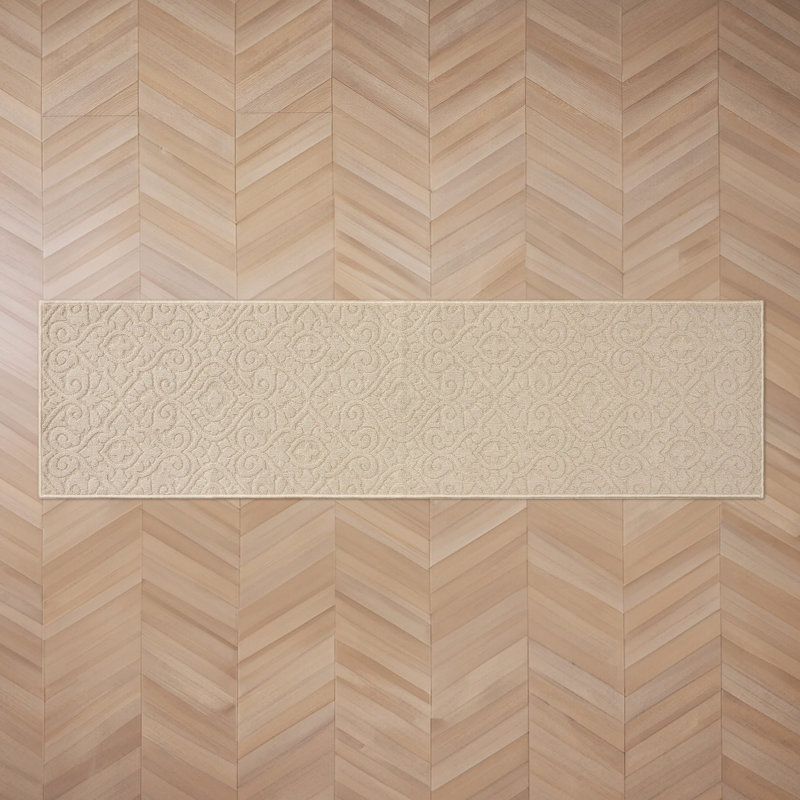 Feya Machine Woven Synthetic Aera Rug in Gray, Beige, Runner 2'2" x 6'