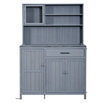65" H Patio Kitchen Island with Adjustable Shelves