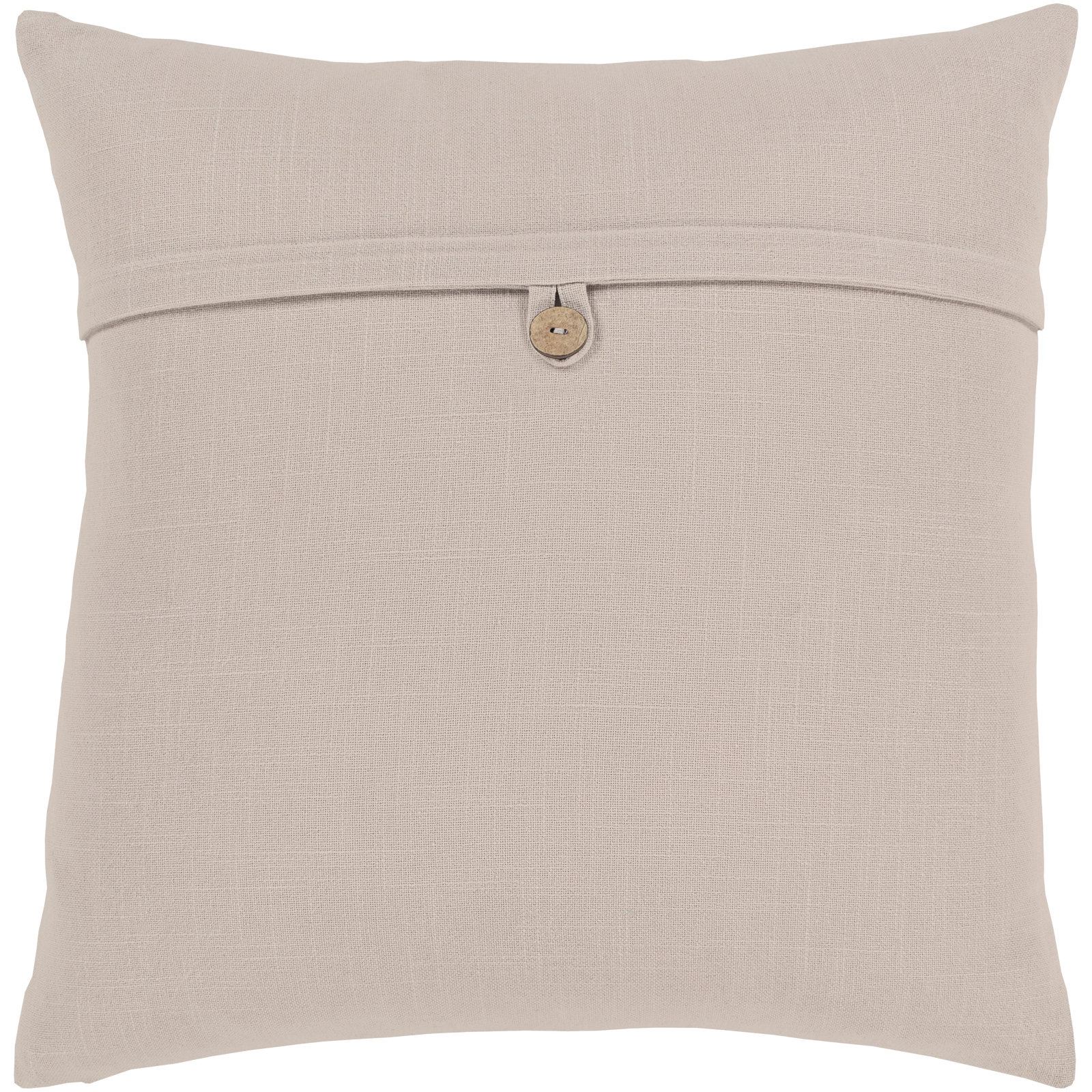 Leigh Buttons Cotton Throw Pillow, 18" x 18", Cream, Polyester