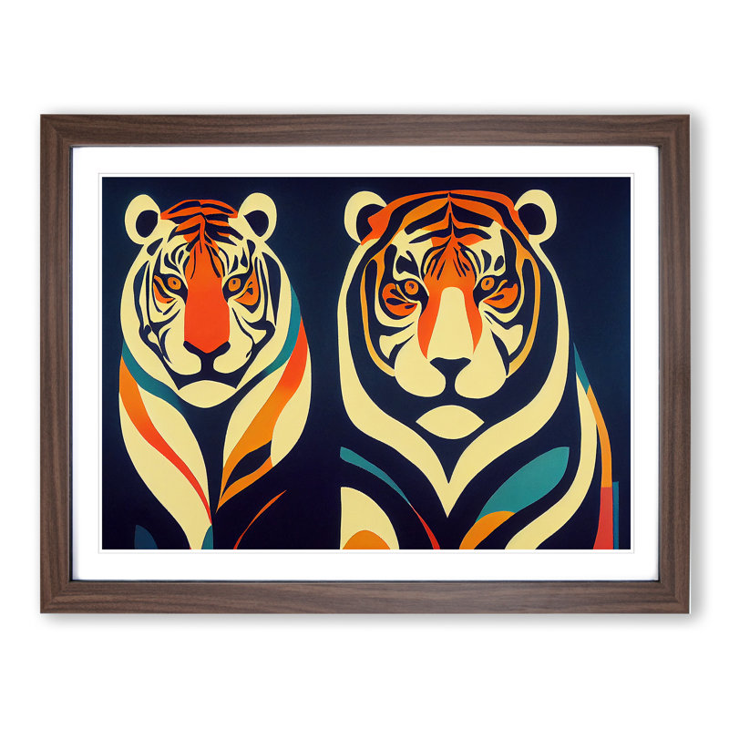 Abstract Tigers - Framed Print, 46cm H x 64cm W x 2cm D, Walnut Framed
