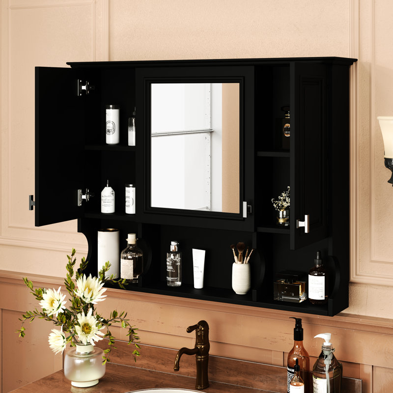 35'' X 28'' Bathroom Wall - Mounted Medicine Cabinet With Hidden Storage And Three Adjustable Shelves Mirror Shelf Height For Bathroom, Bedroom Use