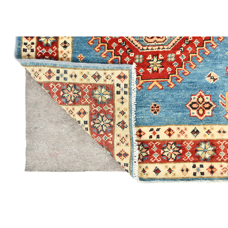 Tapis oriental unique tribal 3X14 bleu