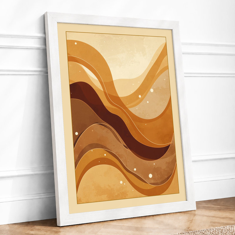 Flowing Earth Waves Minimalist - Framed Print, A1 - 84.1 x 59.4 cm, White