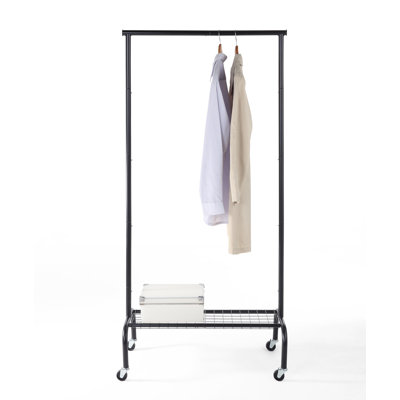 Makaius Durable Compact Rolling Garment Rack with Shelf