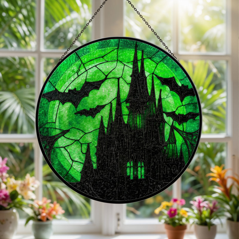 Panneau de vitrail 12 "H Green Castle
