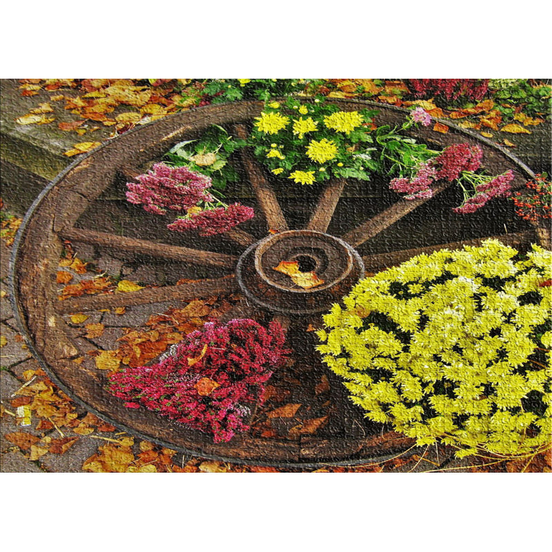 Tapis brun en coton old wagon wheel, Rectangle 5 pi x 7 pi
