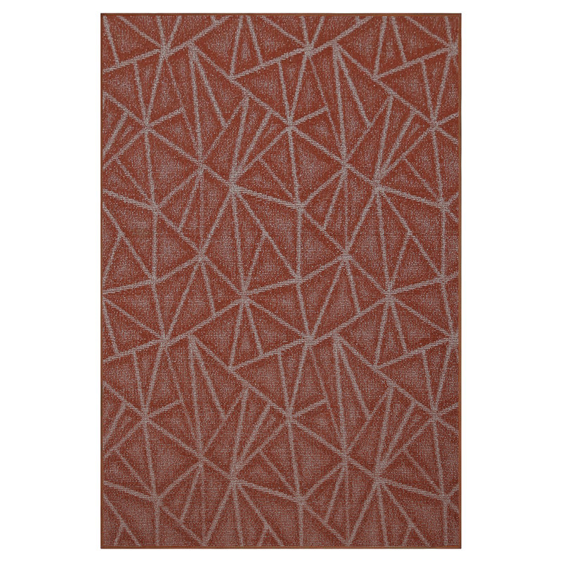 Tapis géométrique rouge mort cadu, Rectangle 12 pi x 16 pi