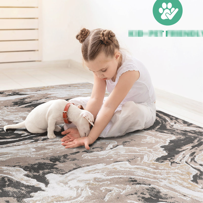Tapis brun tissé à la machine et tissé 2 x 3 L.