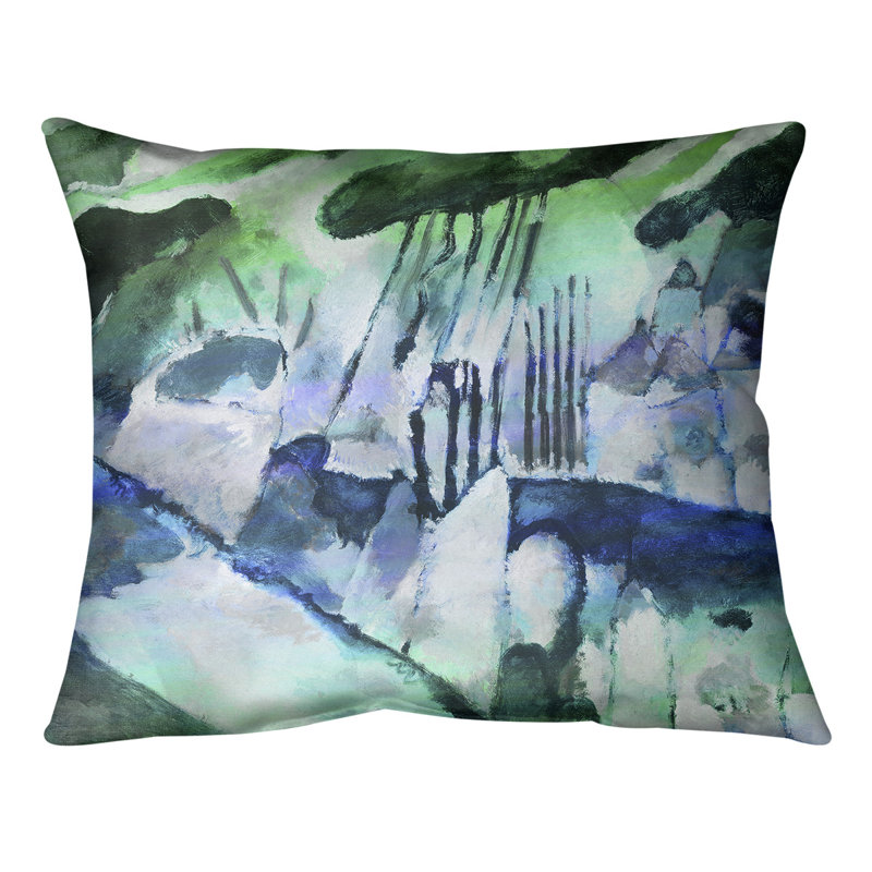 Oreiller avec coussin lombaire avec pluie paysage, 20 po x 14 po, Bourre en polyester, Vert