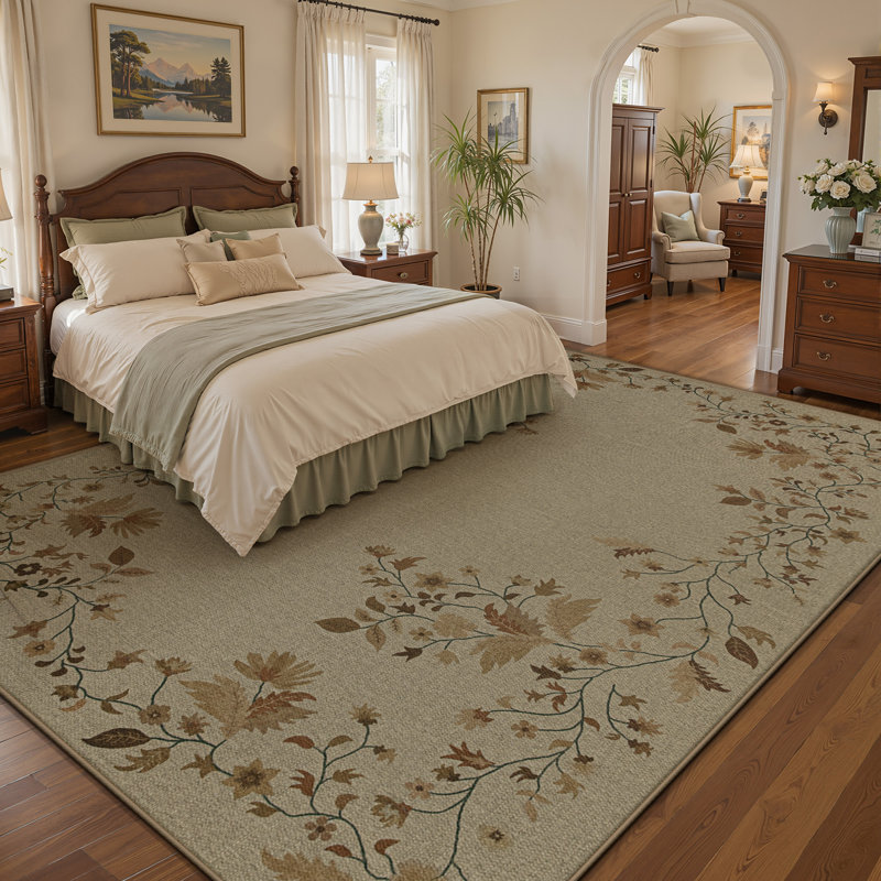 Tapis intérieur/extérieur en jute lavable à motif vigne neutre, 2,74 m x 3,66 m, Neutre / vigne, Rectangle 9' x 12'