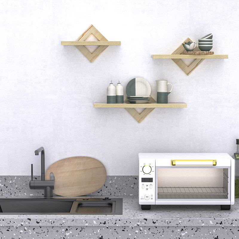 Mace 3 Piece Diamond Floating Shelf