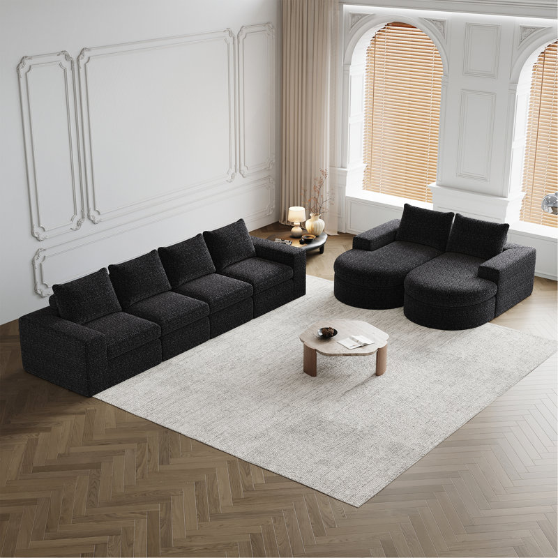 Canapé modulaire Chenille Cloud, Noir