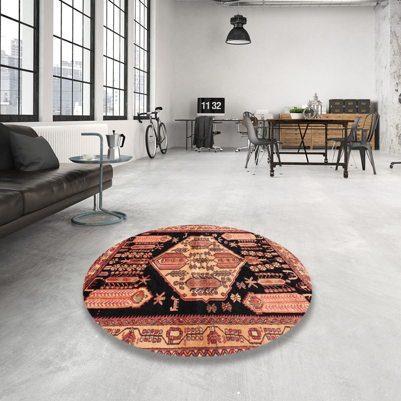 Tapis traditionnel rouge / noir Simonska, Rond 5 pi