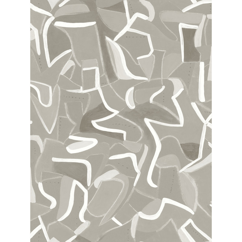10m x 60cm Jigsaw Wallpaper Roll, Grey/Green/Yellow