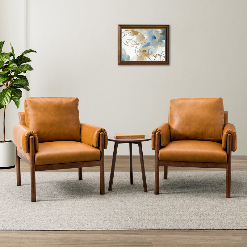 Allessa Faux Leather Armchair, Camel Vegan Leather