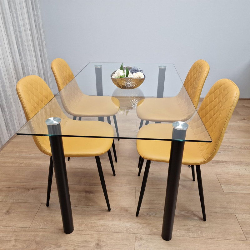 Charlice 4 - Person Dining Set, 75 cm H x 120 cm L x 70 cm W
