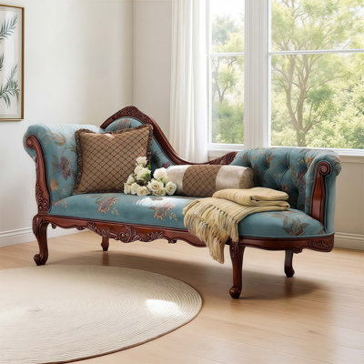 Vintage Solid Wooden Carved Indoor Chaise Lounge