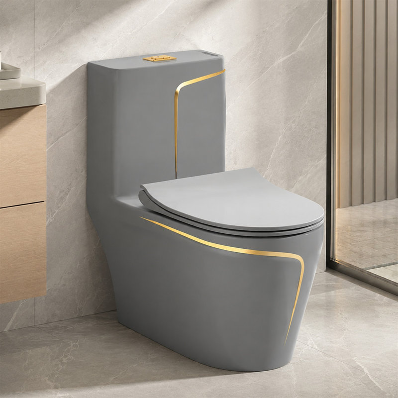 Dual-Flush Gray Silent Anti-Odor Toilet (Seat Included)