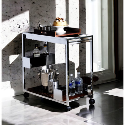 Lisses Chrome Finish Serving Cart(No Include Stool)