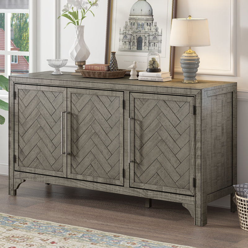 Buffet d'appoint 3 portes Santrese, Gris