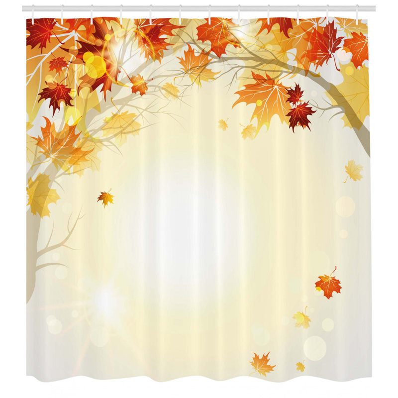 Ensemble de rideau de douche et crochets d'automne, H 70 po x l 69 po