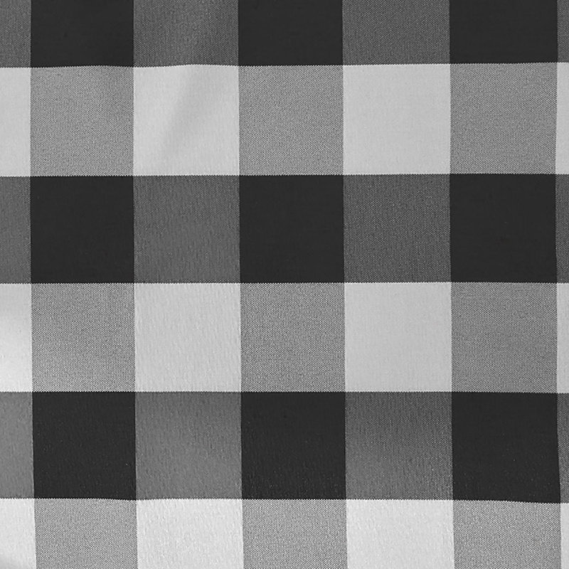 Cantonnière à carreaux sur mesure, Noir / blanc, L 9 po x L 120 po