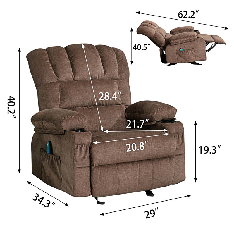 Fauteuil de massage chauffant, Tissu brun