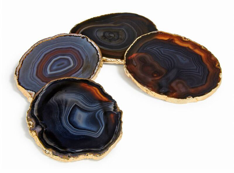 Entertainment Agate Round Coaster, Gold