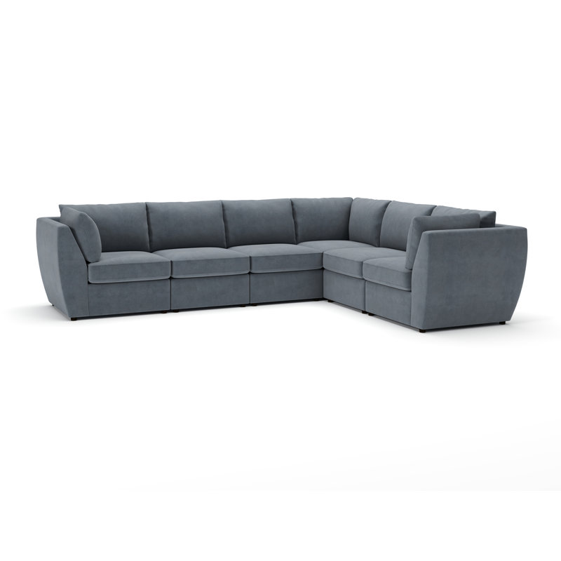 Caldwell 6-Piece Modular Upholstered Sectional, Bella Cornflower