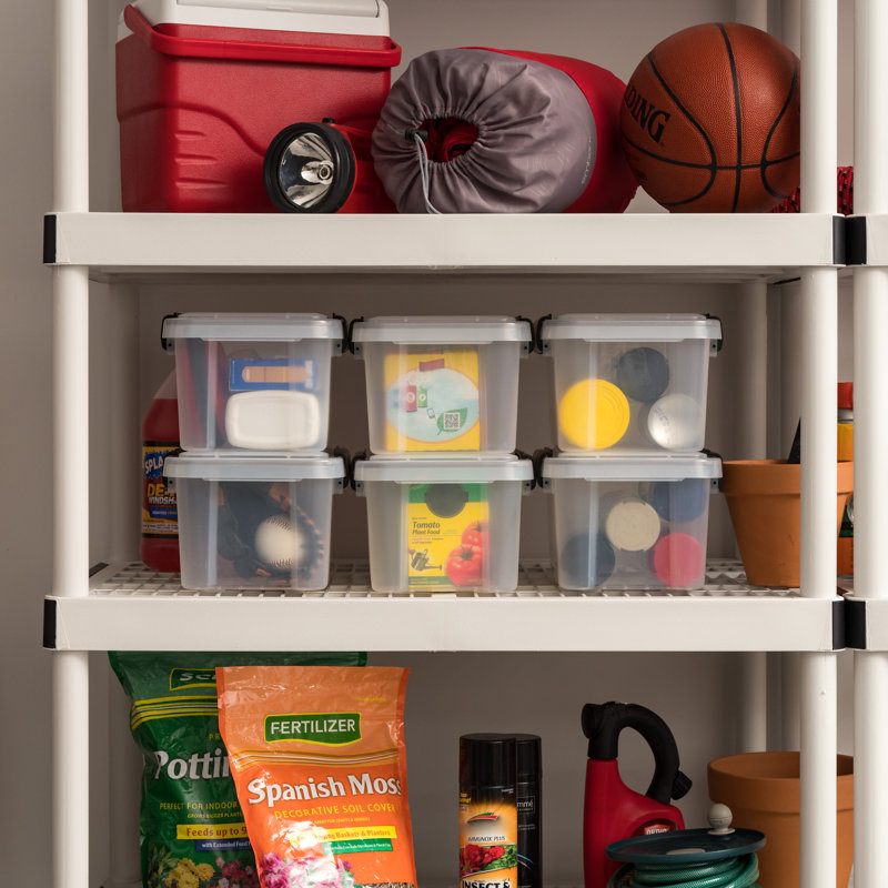 Clear Heavy-Duty Stackable Plastic Storage Box with Lid, 1.6 gal