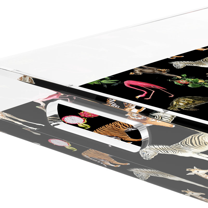 Exotix Acrylic Rectangle Decorative Tray, Black, 2" H x 17" W x 10.5" D