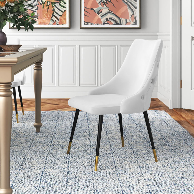 Adorn Button-Tufted Velvet Dining Chair, White