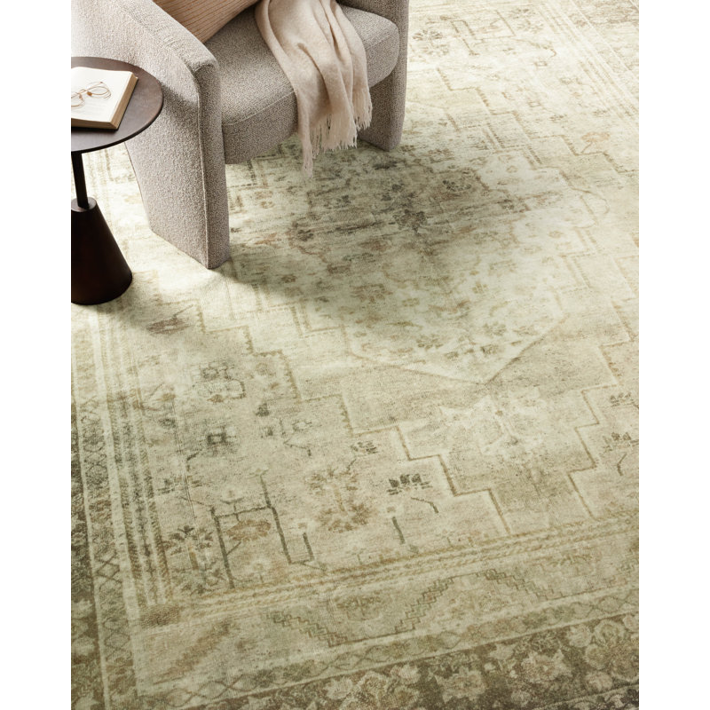 Magnolia Home By Joanna Gaines X Loloi Banks Machine Washable Natural / Granite Area Rug, Rectangle 5' x 7'6"