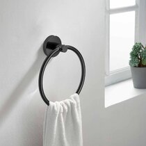 Modern Fluted Matte Black Bathroom Hand Towel Ring