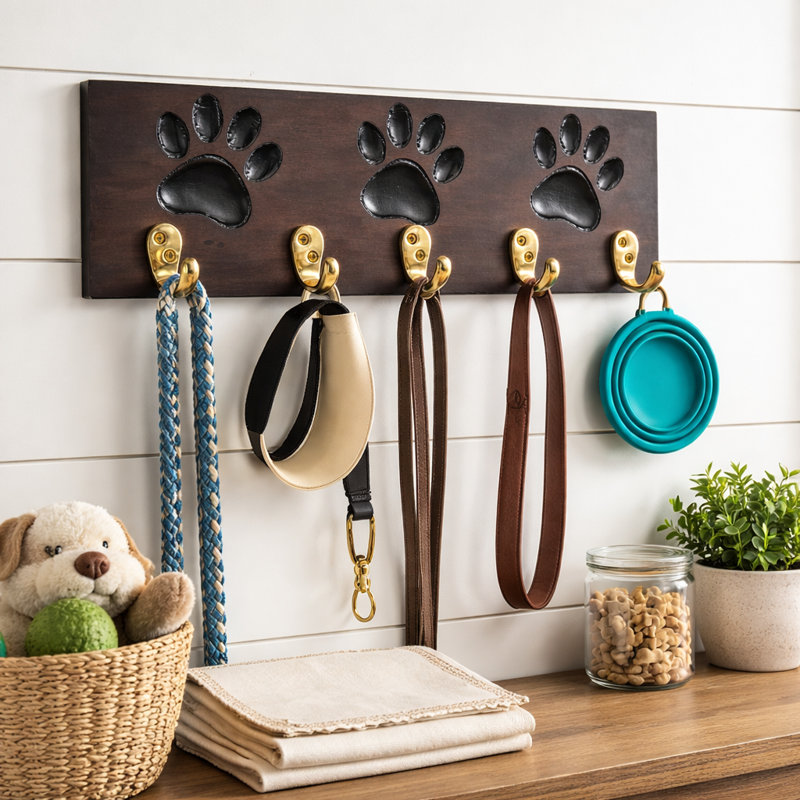 Leash Holder | Paw Wood Leash Holder