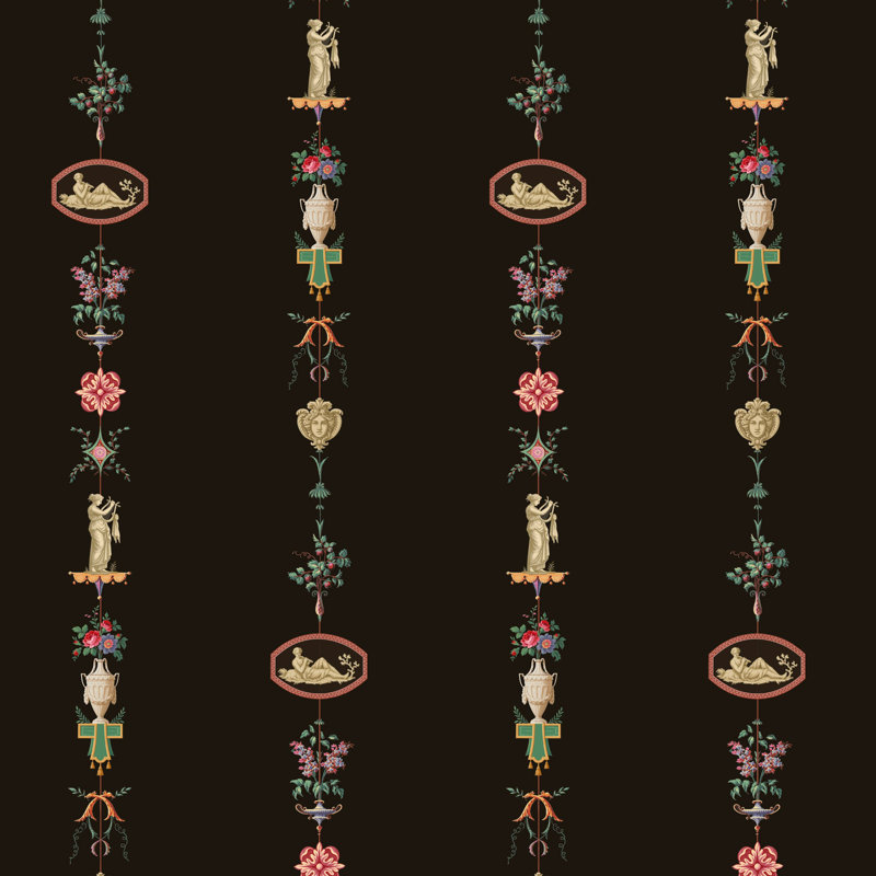 NeoClassical Stripe - Black Lacquer Wallpaper